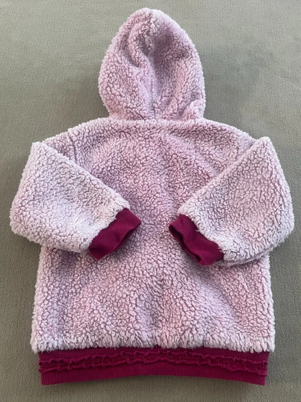 Naartjie Baby Pink & Red Hooded Fleece Jacket Long Sleeves Size 12 Month.